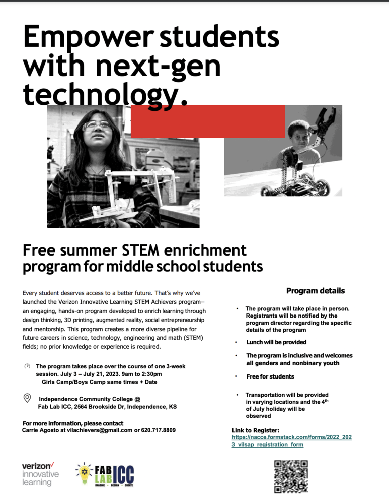 Free Summer STEM Camp for Area Middle School Students